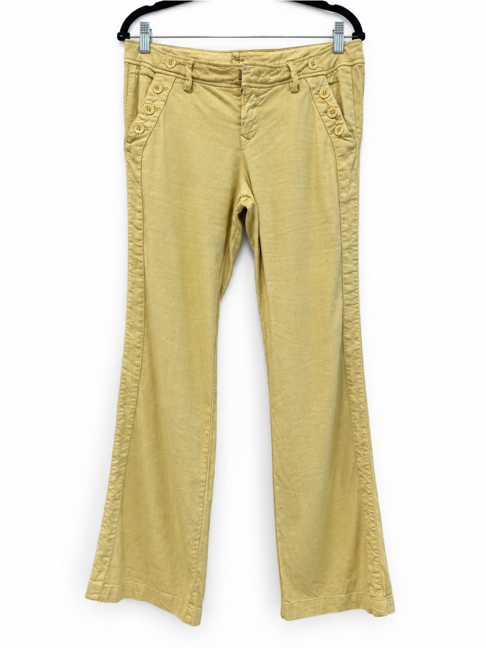 Level 99 Linen Blend Button Flare Pants Size 29